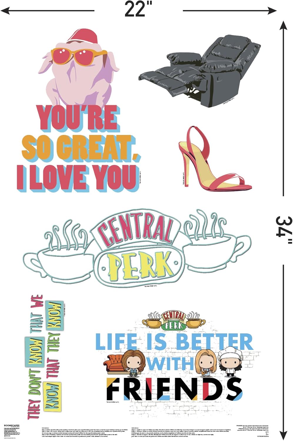 Friends – Quotes RoomScapes – Calcomanías de pared (22 x 34 pulgadas)