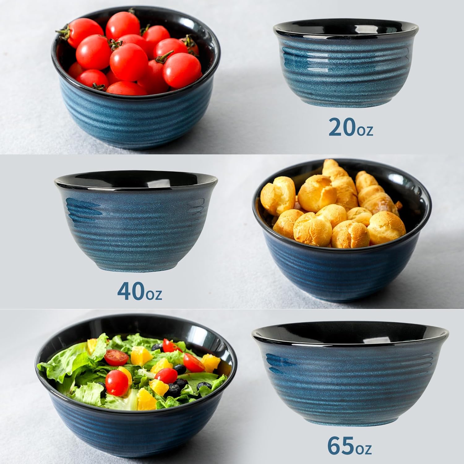 Tikooere – Juego de 3 cuencos de cerámica para cocina, cuencos anidables grandes para cocinar, hornear, platos versátiles para almacenamiento de