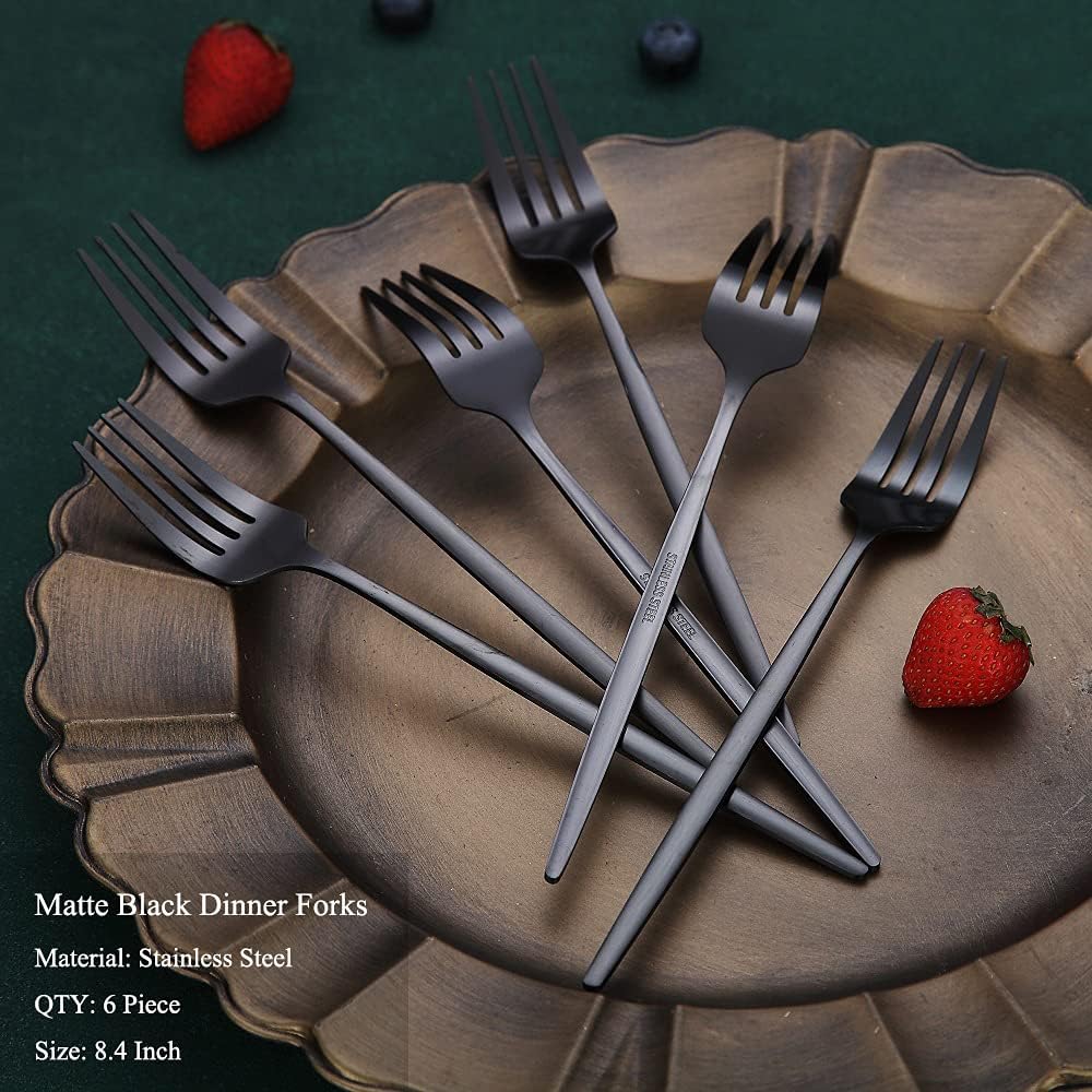 Juego de 6 tenedores de acero inoxidable de 8.4 pulgadas, tenedores de postre, tenedores de mesa, tenedores de ensalada para el hogar, cocina o