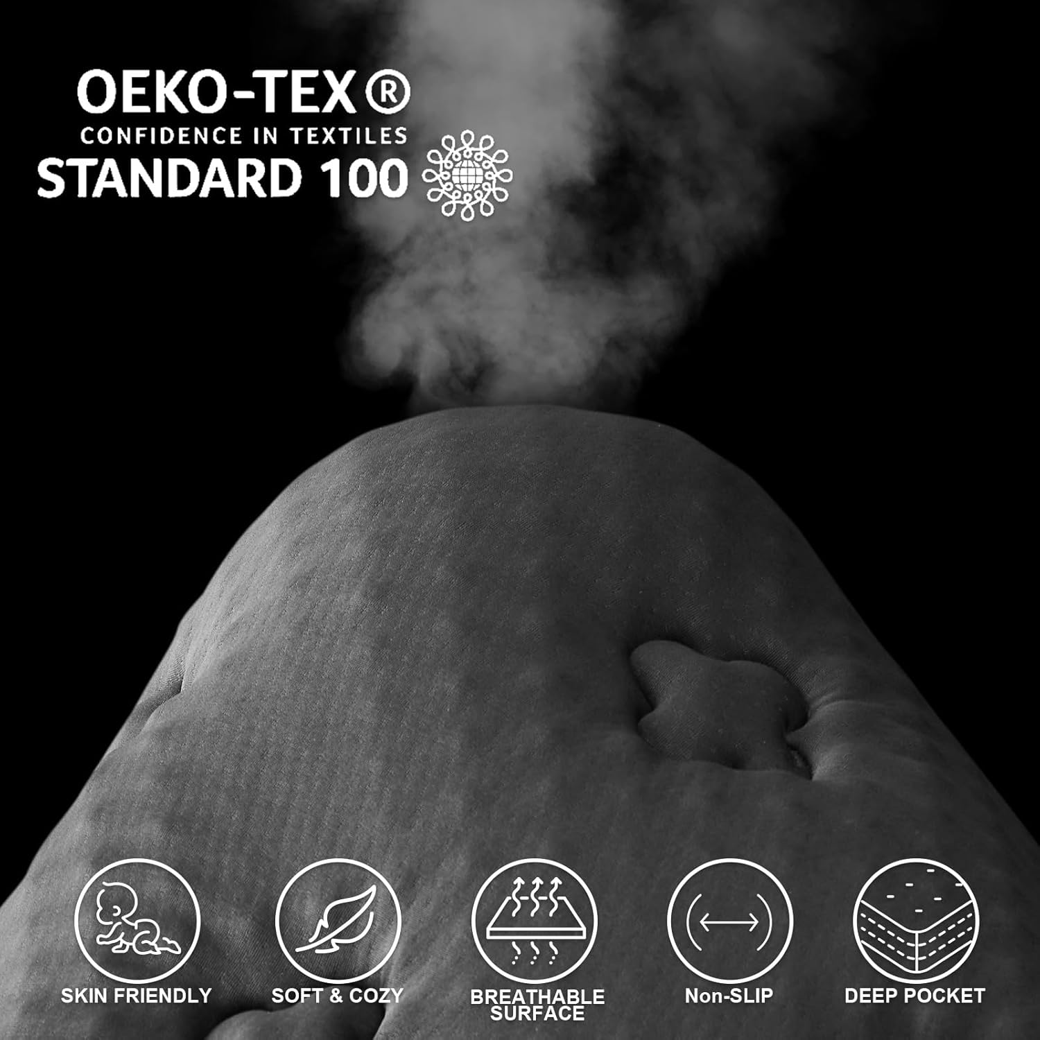 Hansleep Cubrecolchón de espuma viscoelástica individual XL, funda de colchón individual XL para dormitorio universitario con bolsillo profundo,