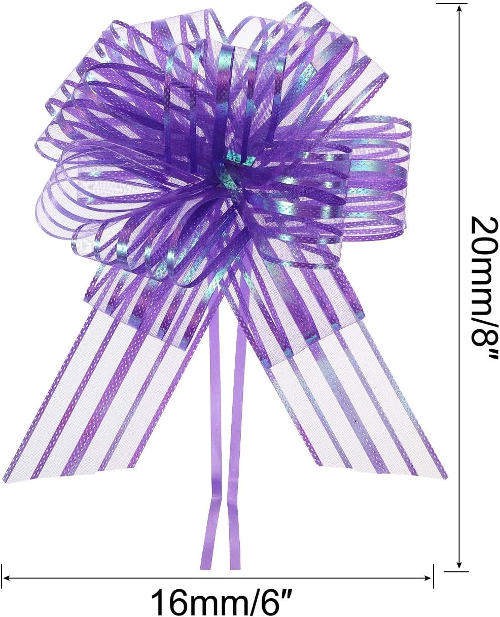 MECCANIXITY 15 lazos grandes de organza de 6 pulgadas para envolver regalos, cinta de hilo de gasa, color morado, para cestas de boda, regalos,
