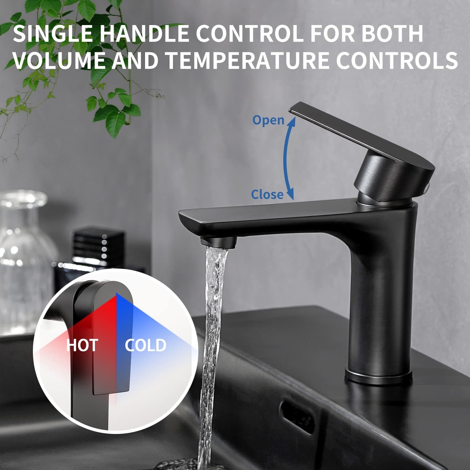 Grifo de lavabo de baño con un solo orificio de acero inoxidable de una sola manija para lavabo de tocador de montaje en cubierta moderno (metal)