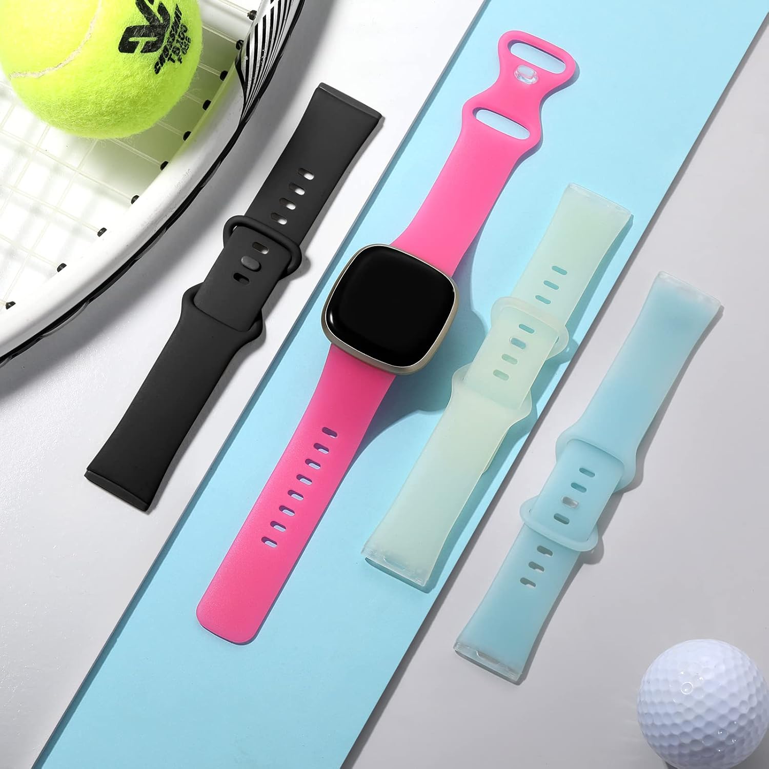 Dirrelo Correa de reloj compatible con Fitbit Versa 3 Sense para hombres y mujeres, correa de repuesto luminosa y suave para reloj inteligente Versa