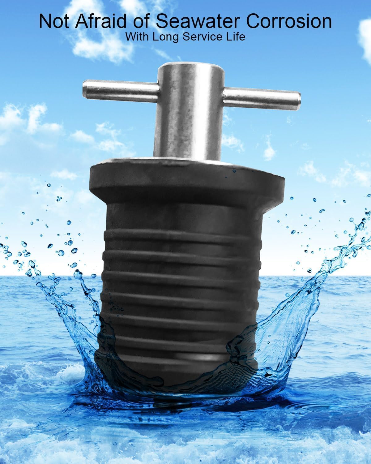 Tapón de drenaje con mango en T de acero inoxidable para desagües de 1 pulgada de diámetro, diseño de tapón de drenaje de barco marino, paquete de 4