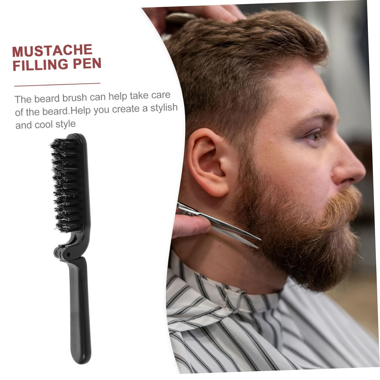 FOMIYES Cepillo plegable para barba, cepillo de pelo de bolsillo, cepillo de limpieza para barba, cepillo de aseo de barba plegable para cabello,