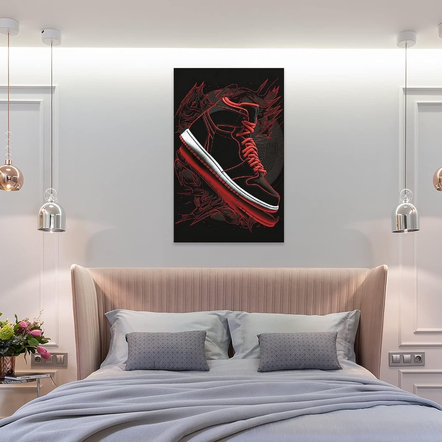Pósteres de zapatos negros de moda, tenis negros, impresión en lienzo para decoración de habitación de niños, cuadros e impresiones artísticas de