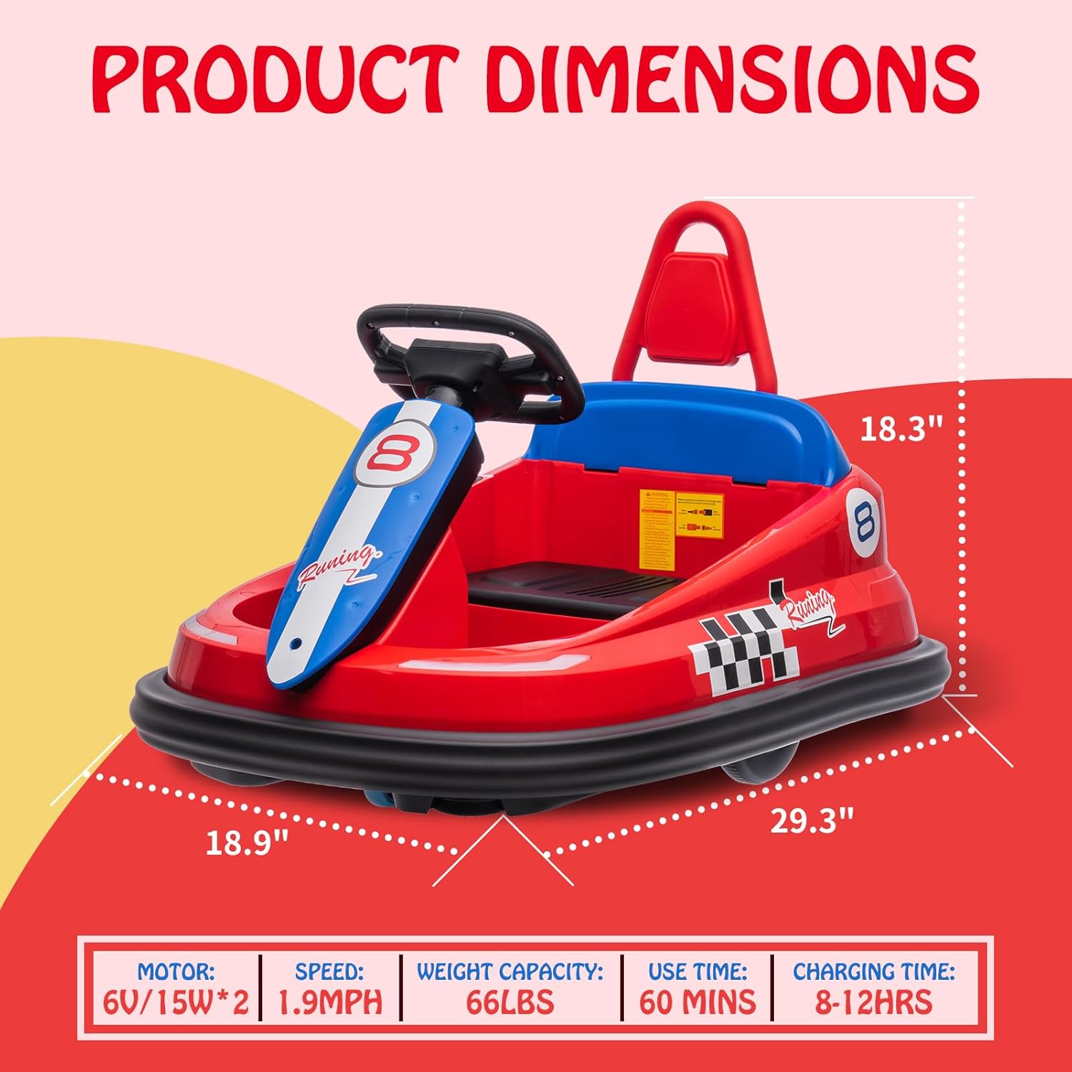 GAOMON – Coche de parachoques para niños pequeños, juguete eléctrico de 6 V para niños de 1.5 a 6 años, con volante, giro de 360 grados, 2