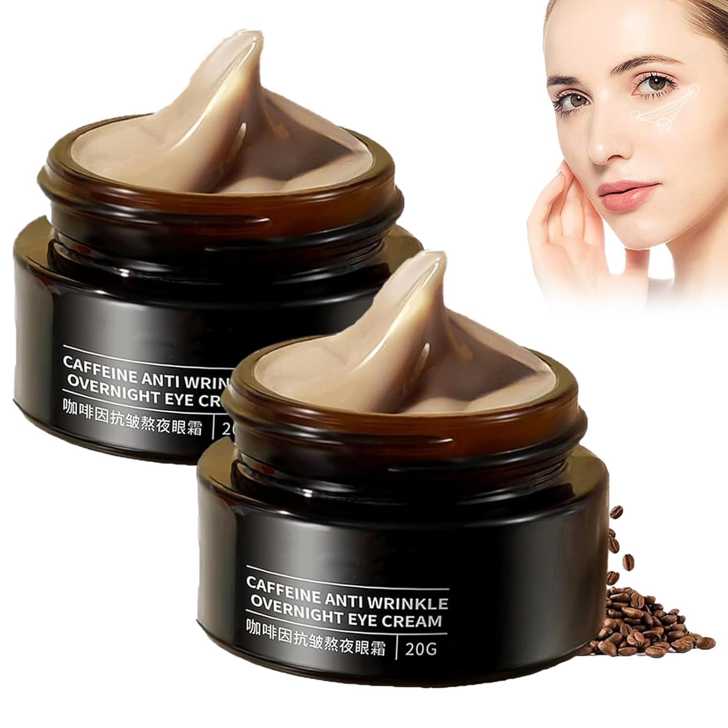 A.M.G – Crema antiarrugas con cafeína para ojos tardíos, crema de ojos con cafeína A.M.G, crema de ojos antiarrugas con cafeína, crema de ojos