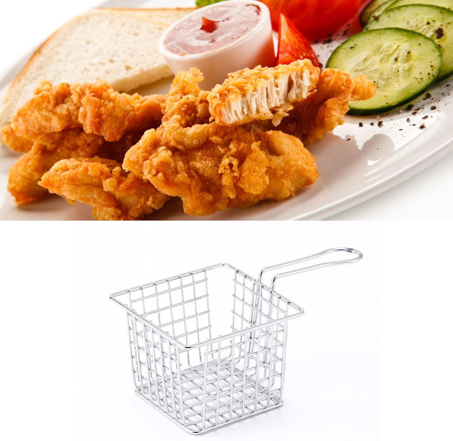 Mini cesta cuadrada para papas fritas, soporte de metal para servir papas fritas, cestas de presentación de alimentos para restaurante casero