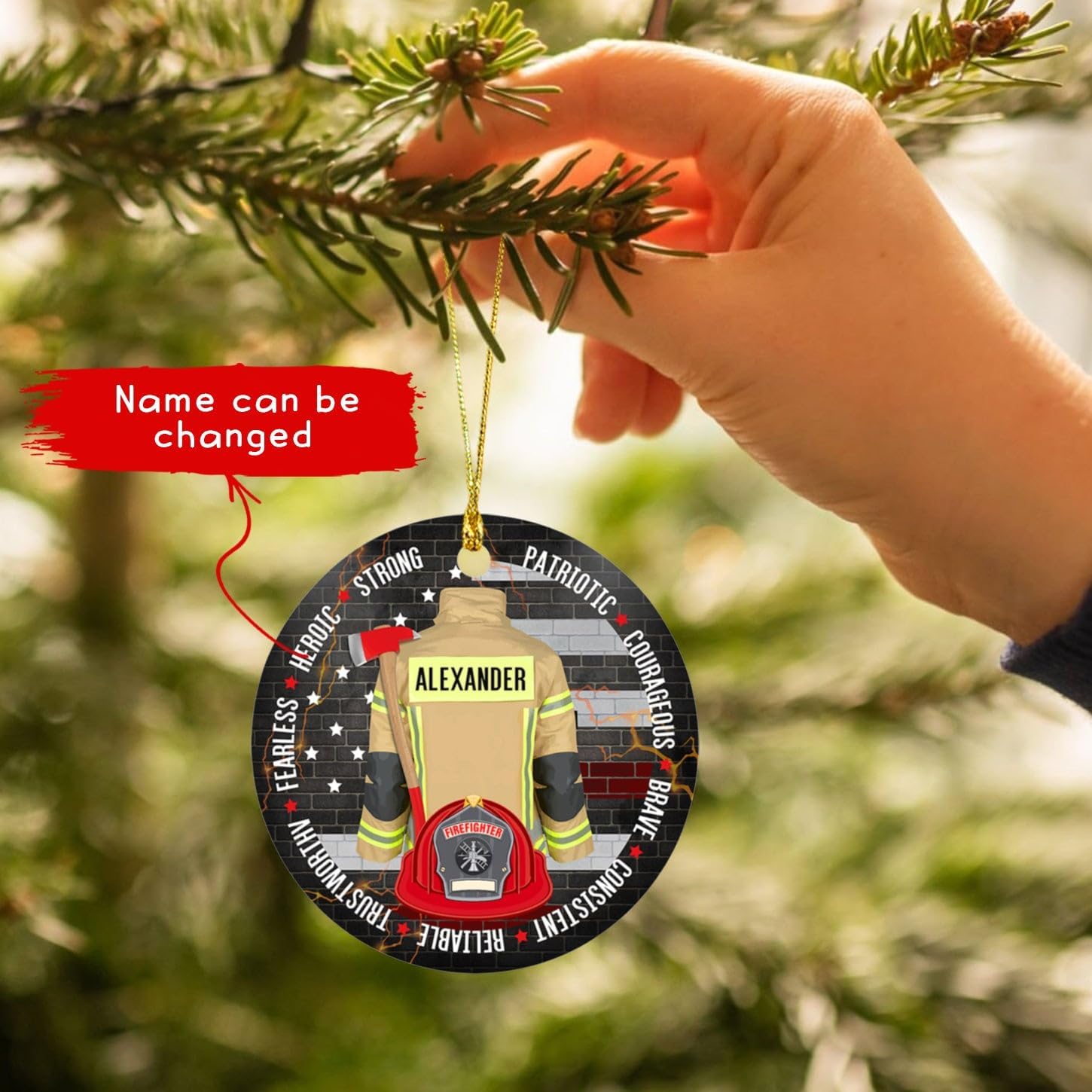 Adorno de Navidad de bombero personalizado 2024, adorno de bombero regalo para decoración de árbol de Navidad, adorno de bombero con nombre