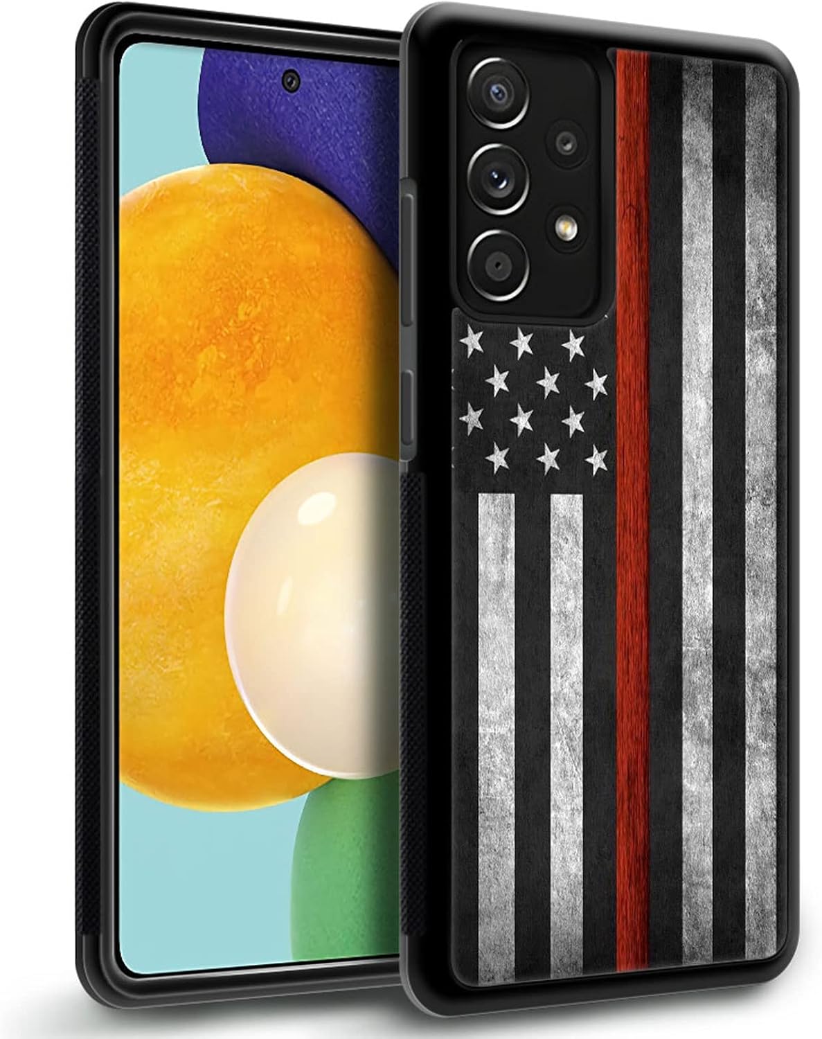 CARLOCA Funda compatible con Samsung Galaxy A53 5G, diseño gráfico de identidad de bandera estadounidense negra y roja, a prueba de golpes,