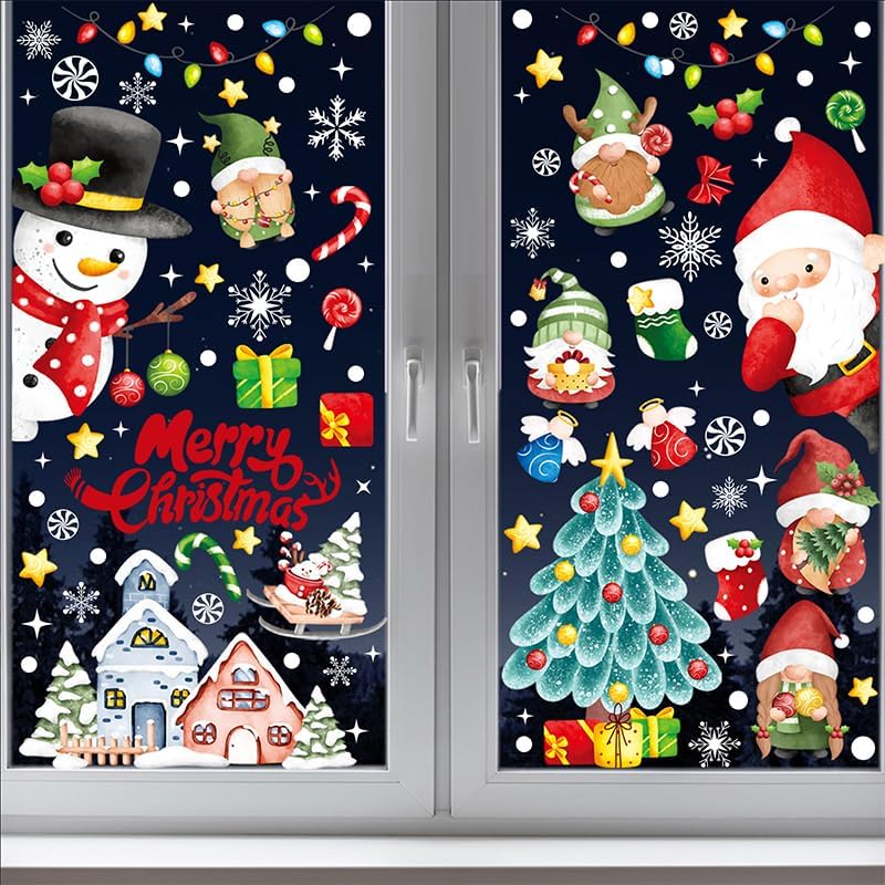 Calcomanías de Navidad para ventana, calcomanías de Navidad para ventana, calcomanías de Navidad para ventana, grandes, copos de nieve, renos, Papá