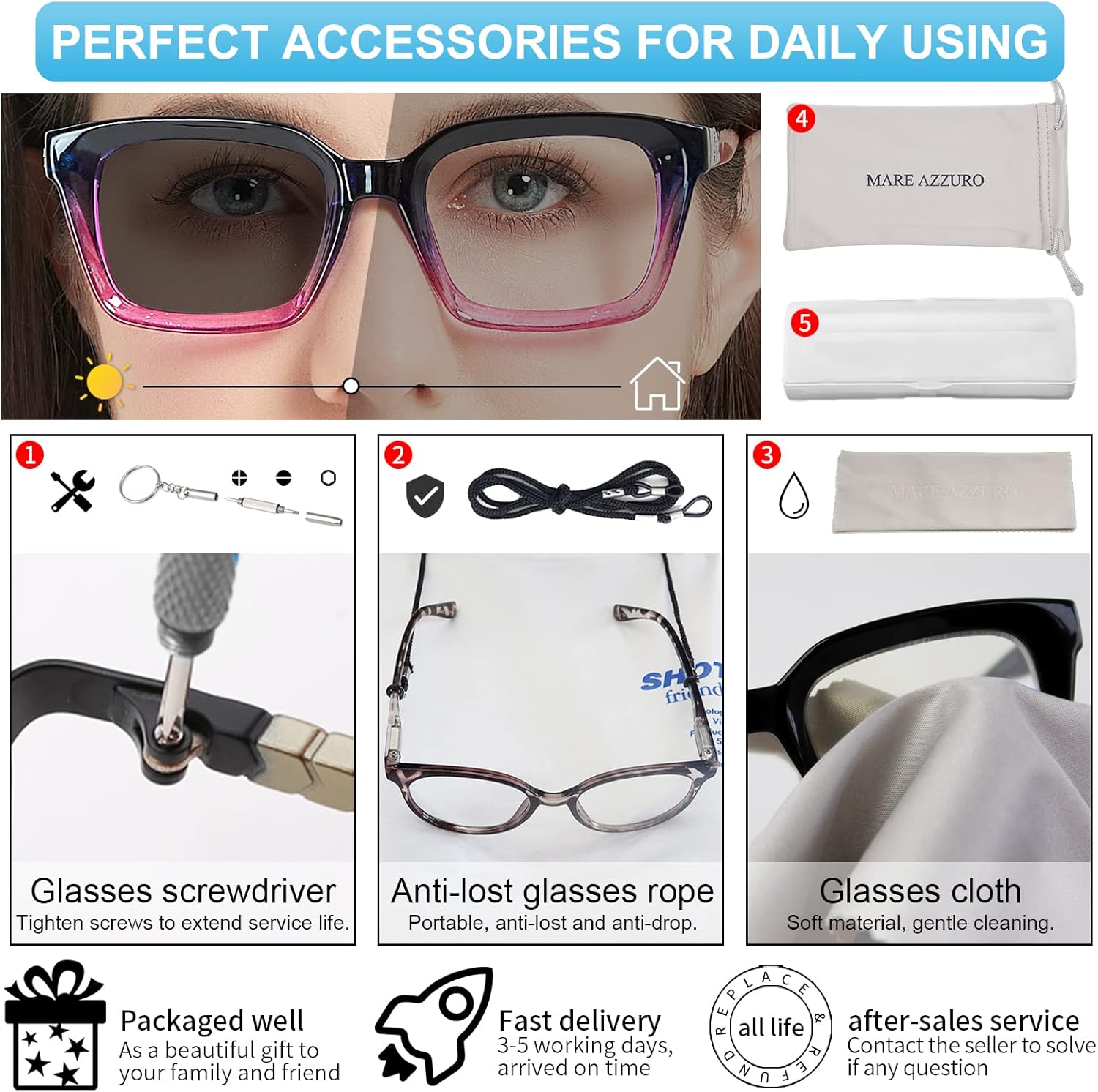 MARE AZZURO Gafas de lectura fotocrómicas para mujer, con bloqueo de luz azul, lectores de gran tamaño, 1.0, 1.5, 2.0, 2.5, 3.0, 3.5, 4.0,