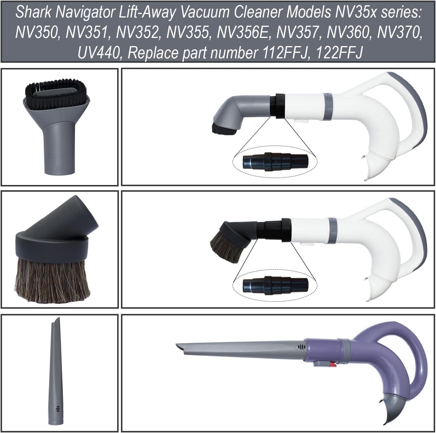 Kit de repuesto para accesorios de aspiradora Shark  Juego de limpieza para el hogar con herramienta para hendiduras, cepillos para polvo y