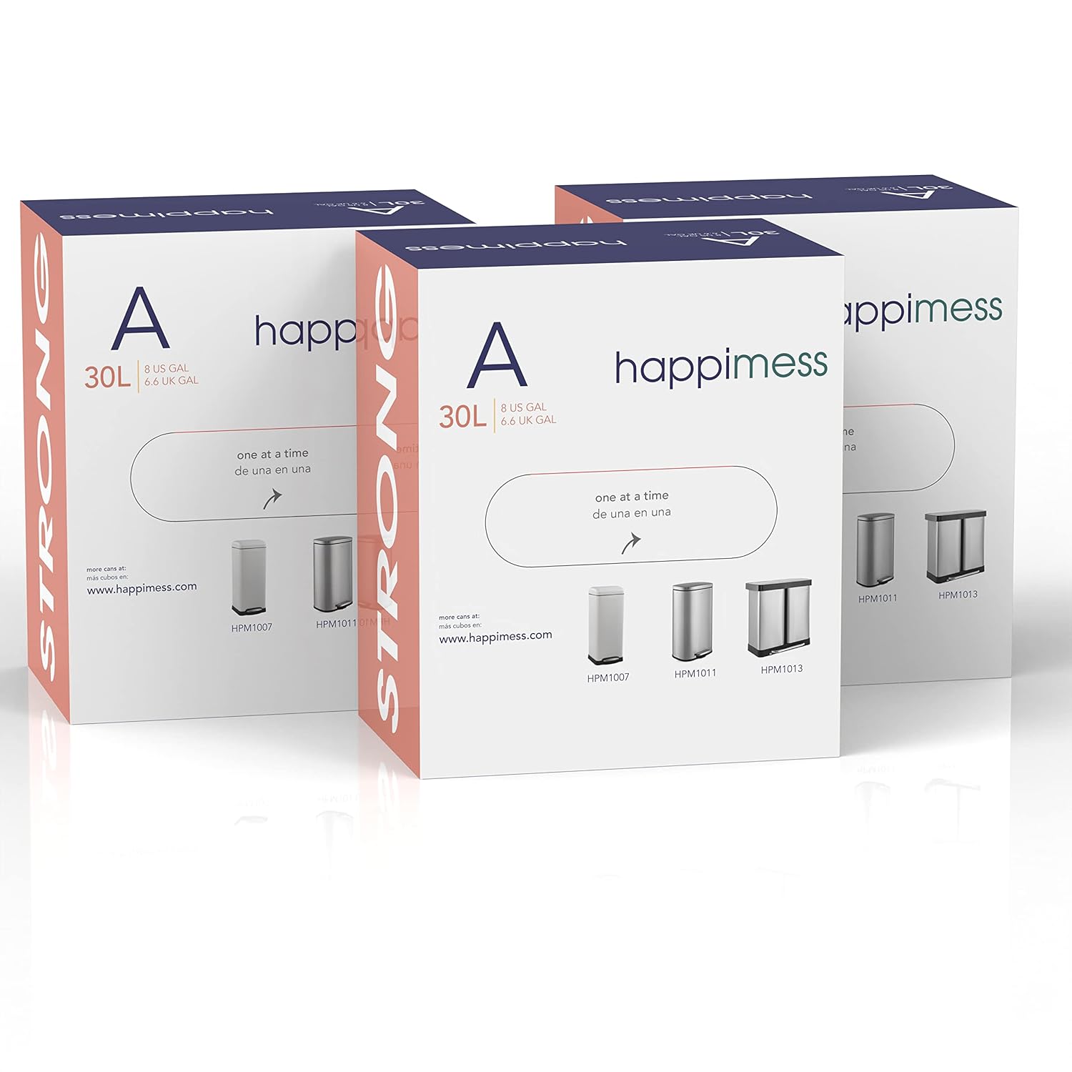 happimess HPM3000A-WHITE – Bolsas de basura con cordón de cocina de 7.9 galones, forro para botes de basura, color blanco, 60 unidades, 3 paquetes