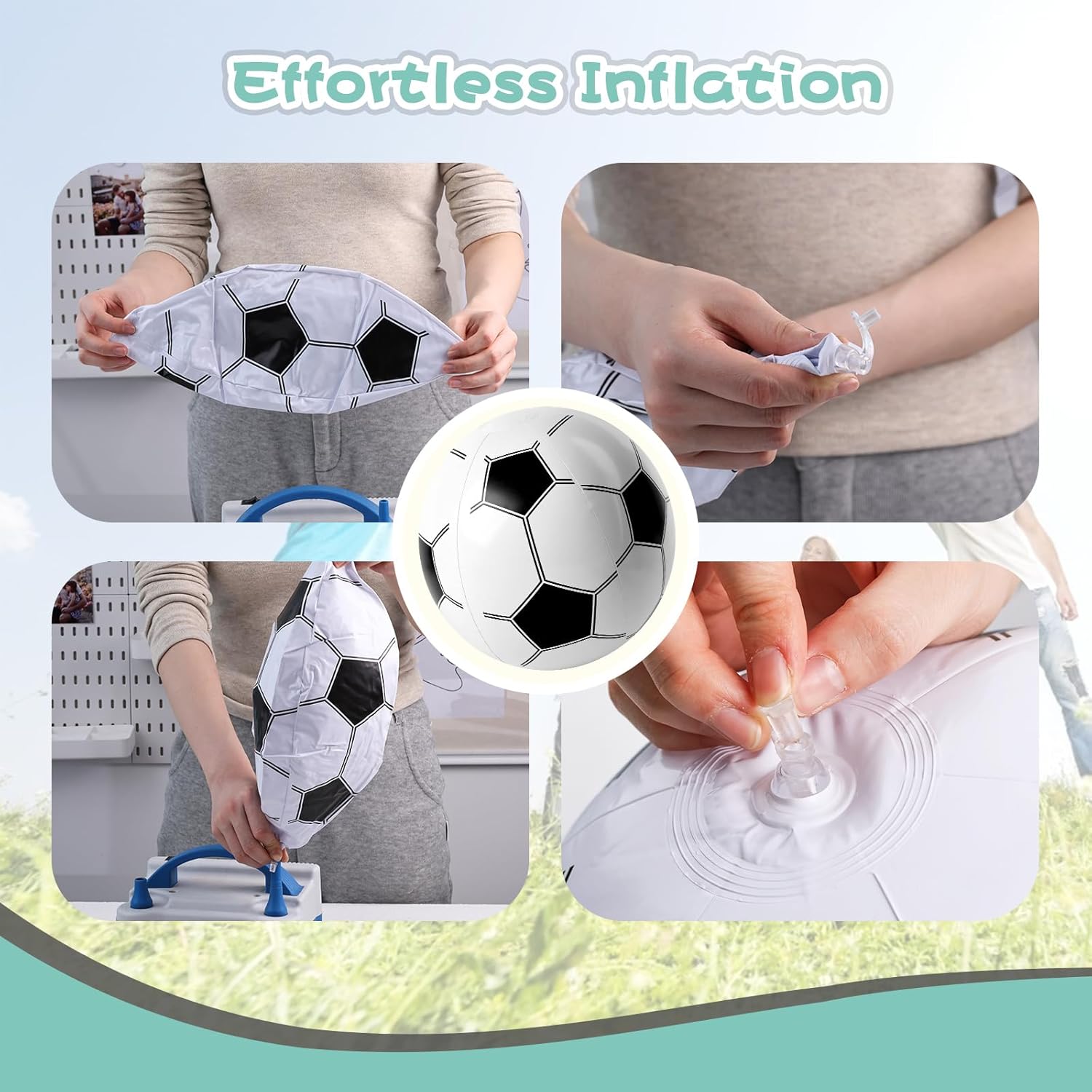 FUTUREPLUSX 8 pelotas de fútbol inflables, bolas inflables de 12 pulgadas para niños, pelotas de fútbol de playa para verano, piscina, juego de playa