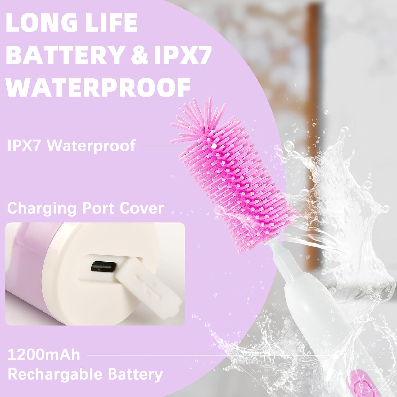 Limpiador eléctrico de cepillo para botellas, cepillo eléctrico portátil para biberones para viajes, juego de limpiador de botellas eléctrico