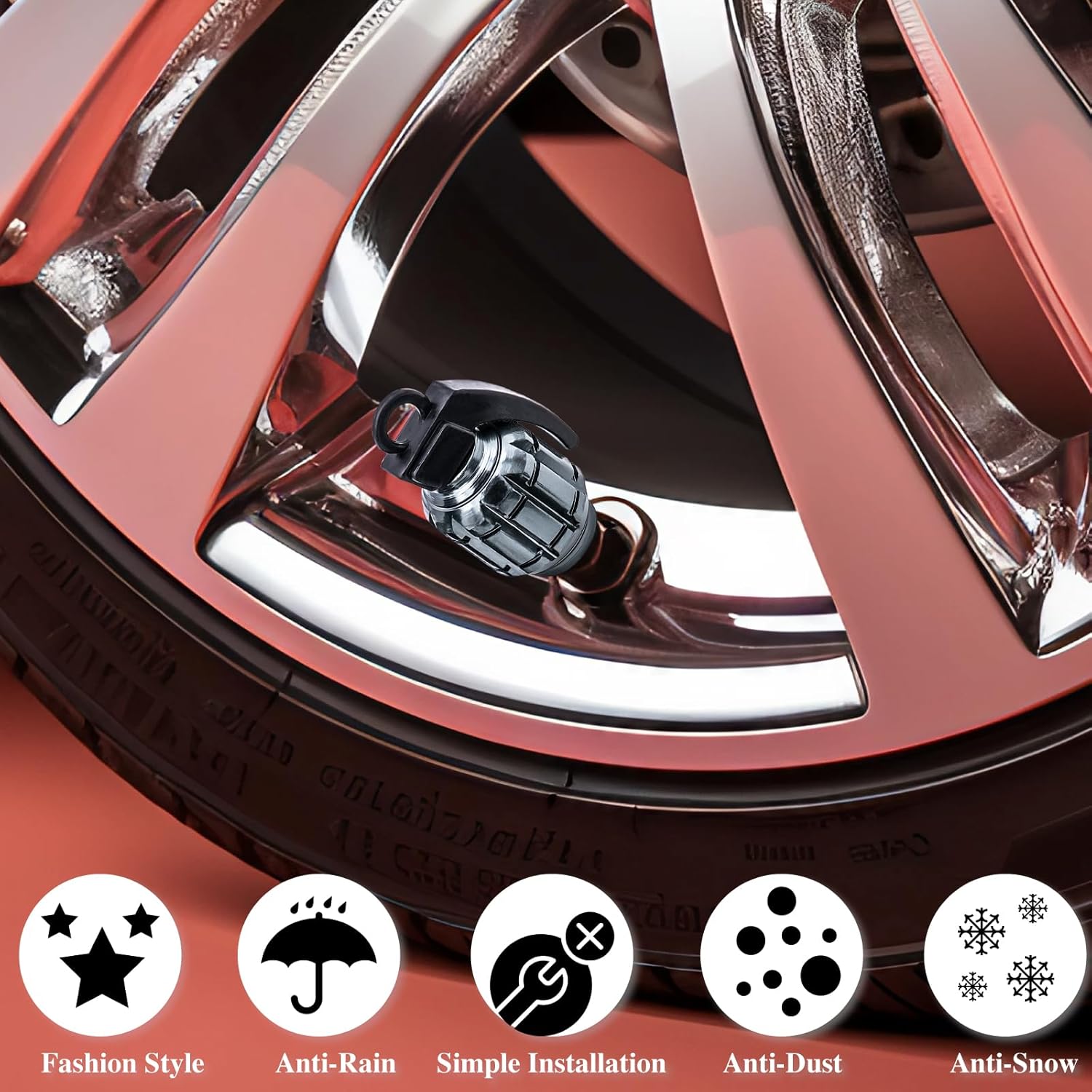 4 tapas de vástago de válvula de neumático, tapas universales de válvula de neumático de aleación de aluminio para automóviles, camiones, SUV,
