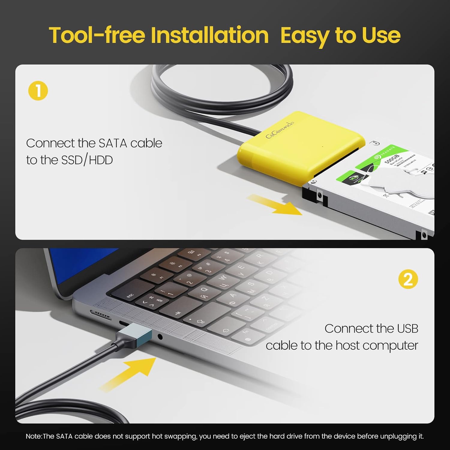 Adaptador SATA a USB 2.0, cable SATA a USB de 1 pie para SSD y HDD de 2.5 pulgadas compatible con UASP, convertidor externo para transferencia de
