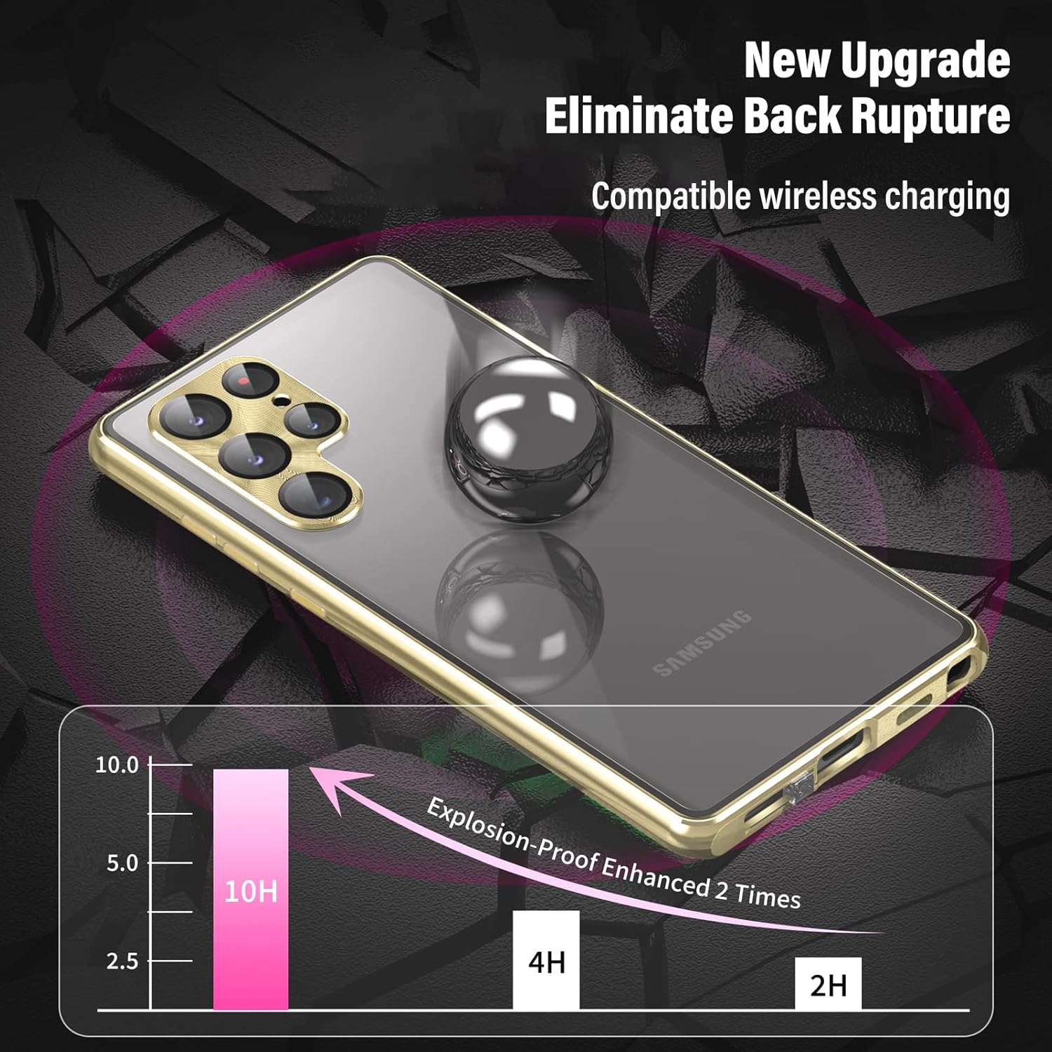 Funda de teléfono para Samsung Galaxy S22 Ultra Protector de pantalla de vidrio templado parachoques de aluminio delantero y trasero 360 Protección