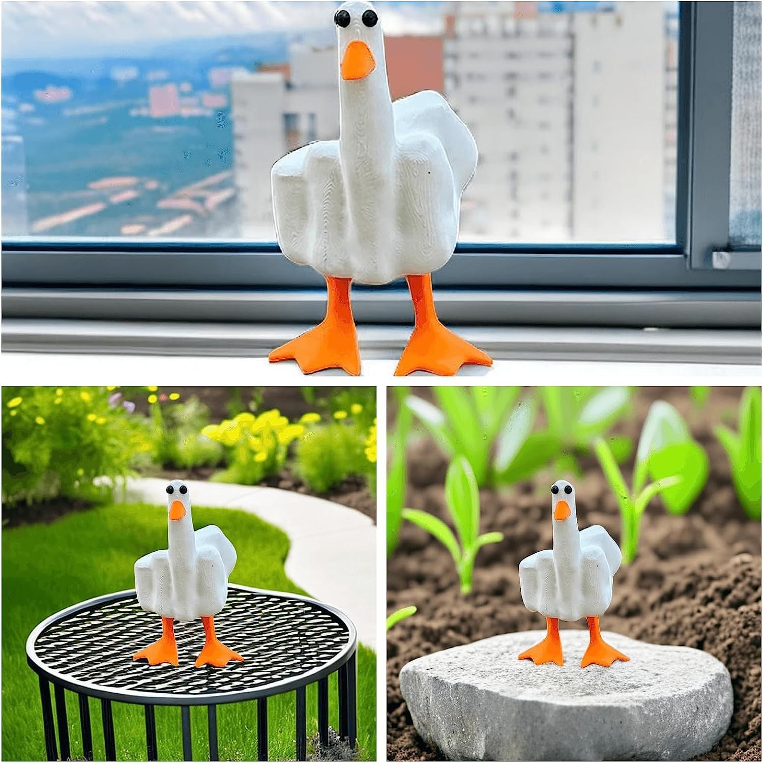 Divertida figura de resina de pato de dedo medio Duck You, figura de pato y pato, bonita pieza de artesanía de pato de dedo medio, un regalo