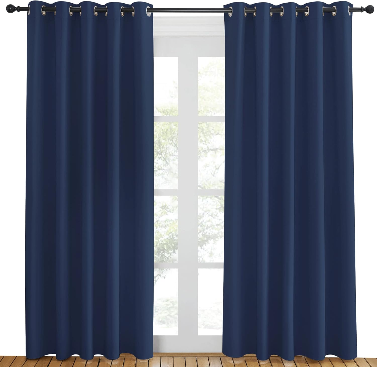 NICETOWN Cortina blackout azul marino para ventanas de 84 pulgadas de largo, oscurecimiento de habitación, ahorro de energía, aislamiento térmico,