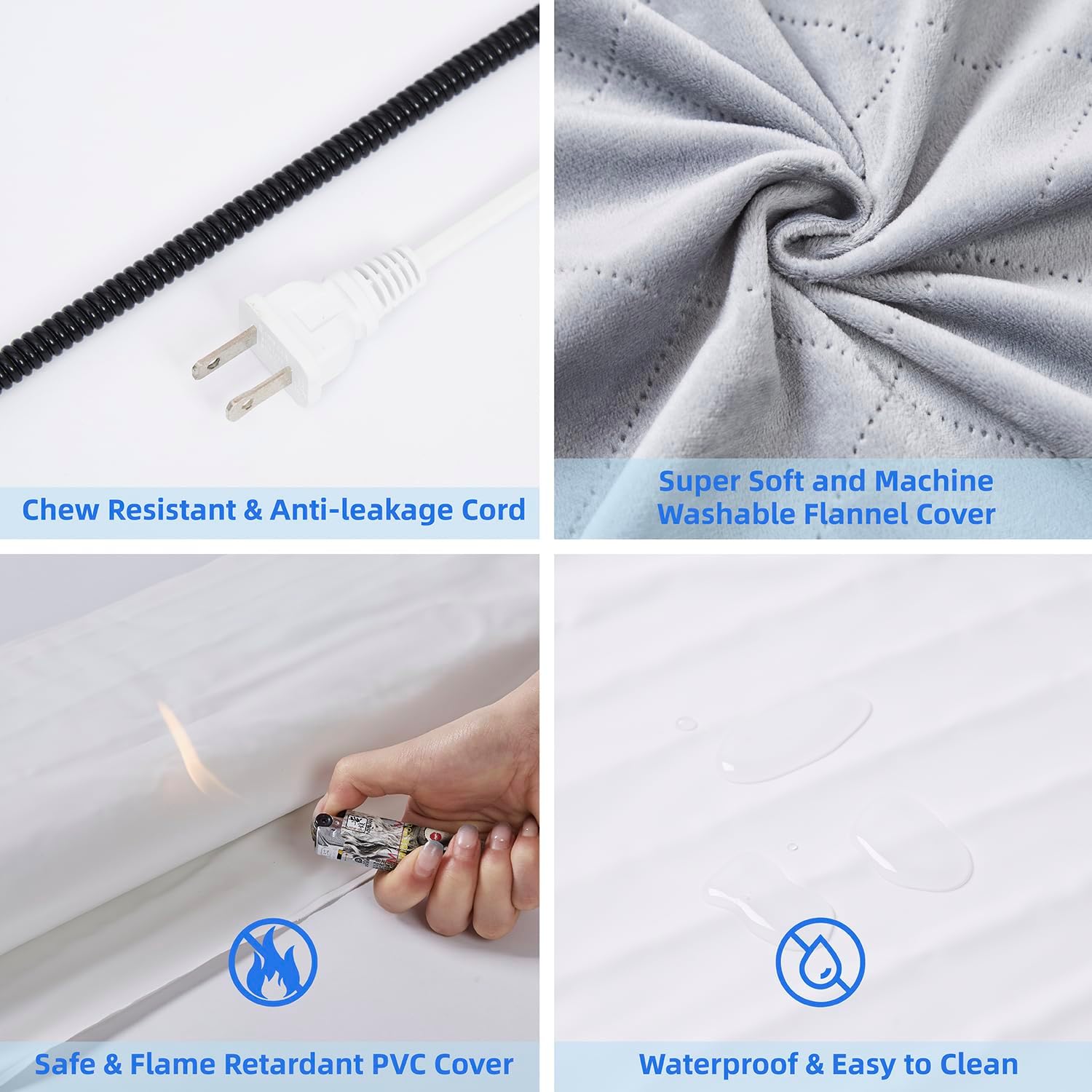 pettycare Almohadilla térmica para mascotas para perros y gatos, calefacción eléctrica con cable envuelto en acero, temporizador de 25 niveles y
