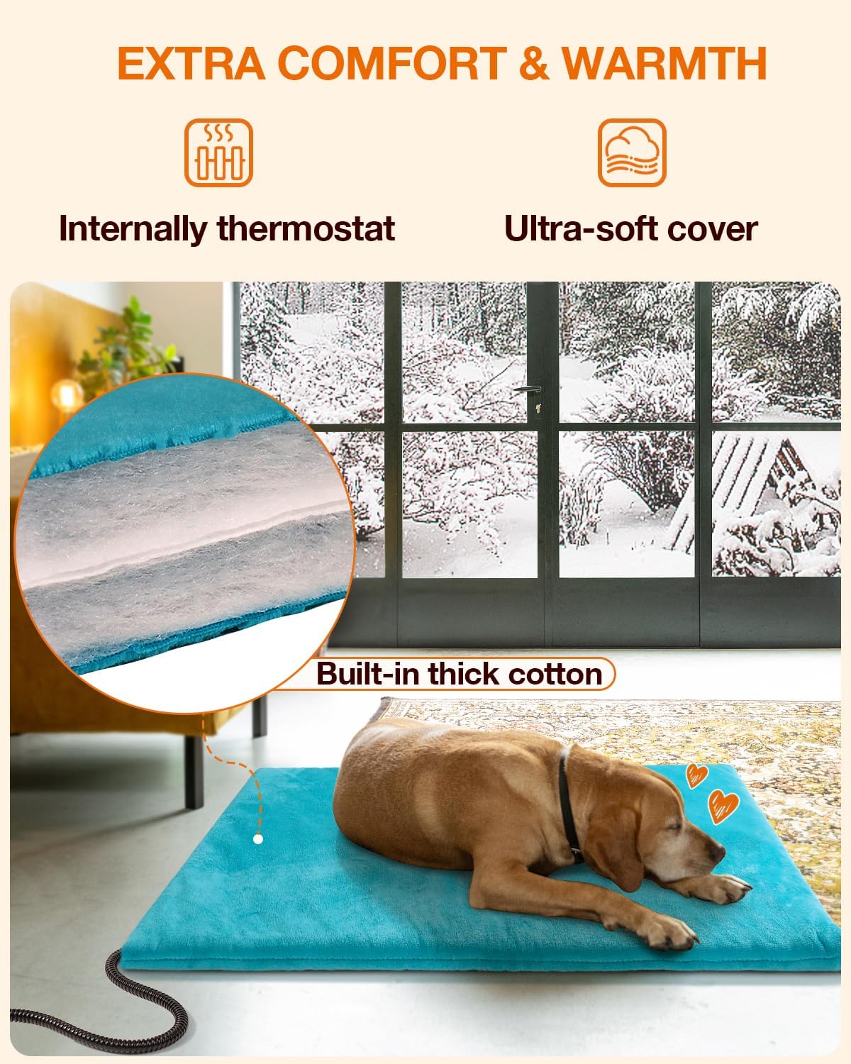 Almohadilla térmica eléctrica para mascotas, manta térmica eléctrica para perros y gatos, manta cálida impermeable con cable resistente a las