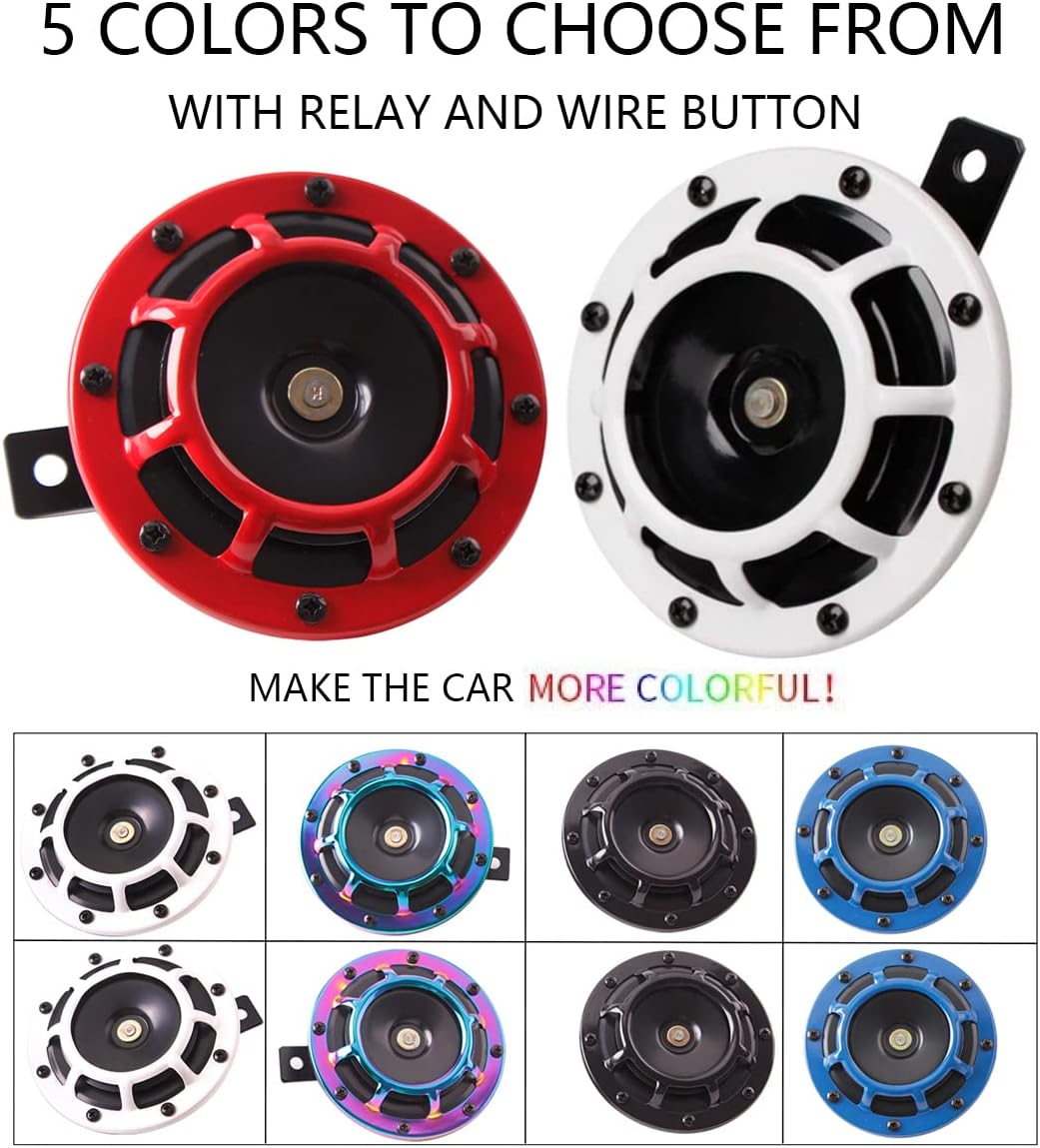 Bocina eléctrica para coche, kit de bocina doble de metal de tono altobajo de 12 V con parrilla protectora, 2 bocinas 003399801 Soporte eléctrico