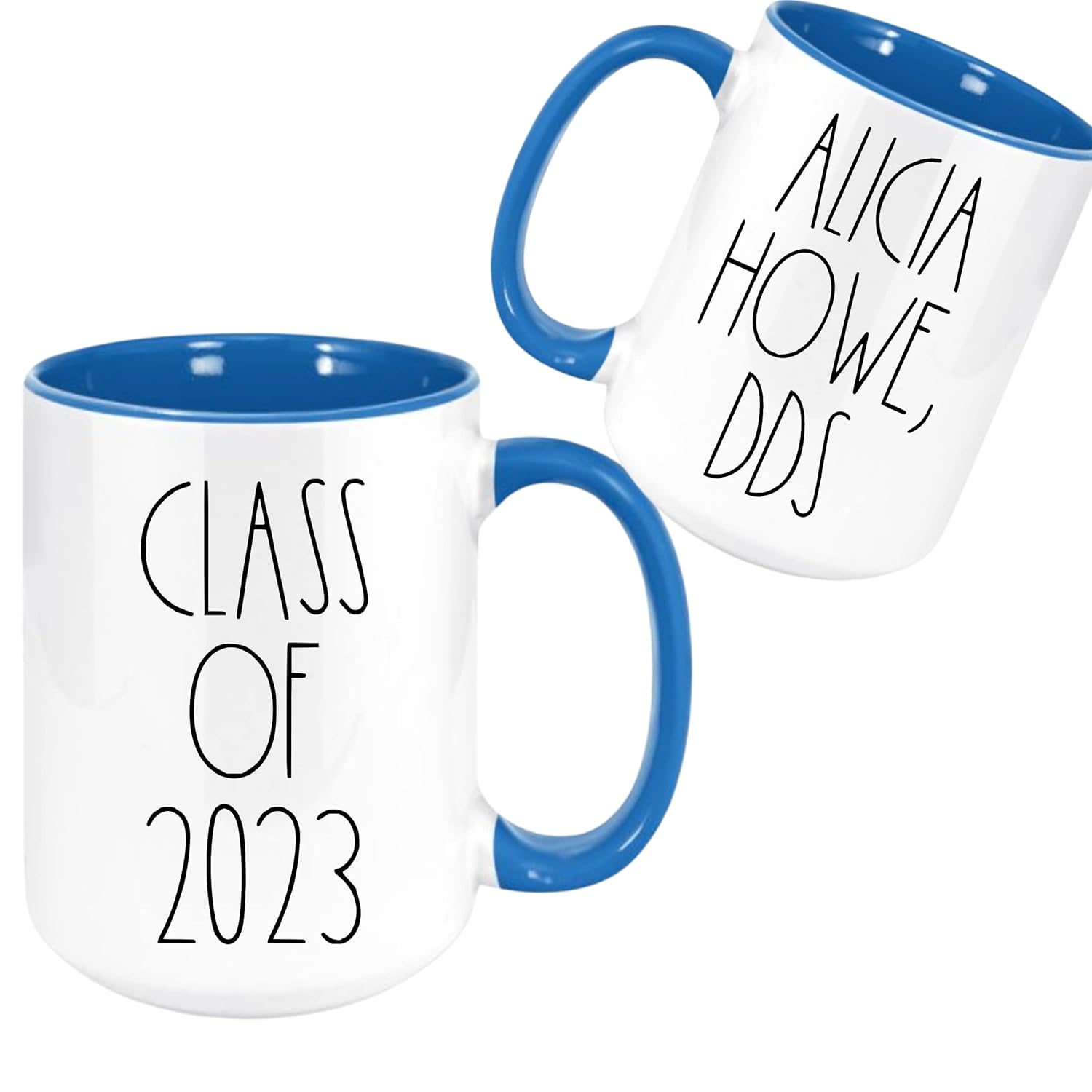 PERSONALIZED COFFEE MUG! Farmhouse Style skinny font inspired Font BLUE! 15oz Ceramic Mug  Your Custom Text on front, back, or both sides!