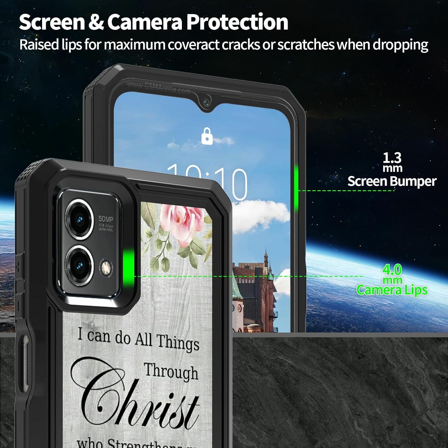 Rossy Funda para teléfono Motorola Moto G Stylus 5G 2023 con versículo de la Biblia, patrón de filipenses 4-13 para mujeres y hombres, funda híbrida