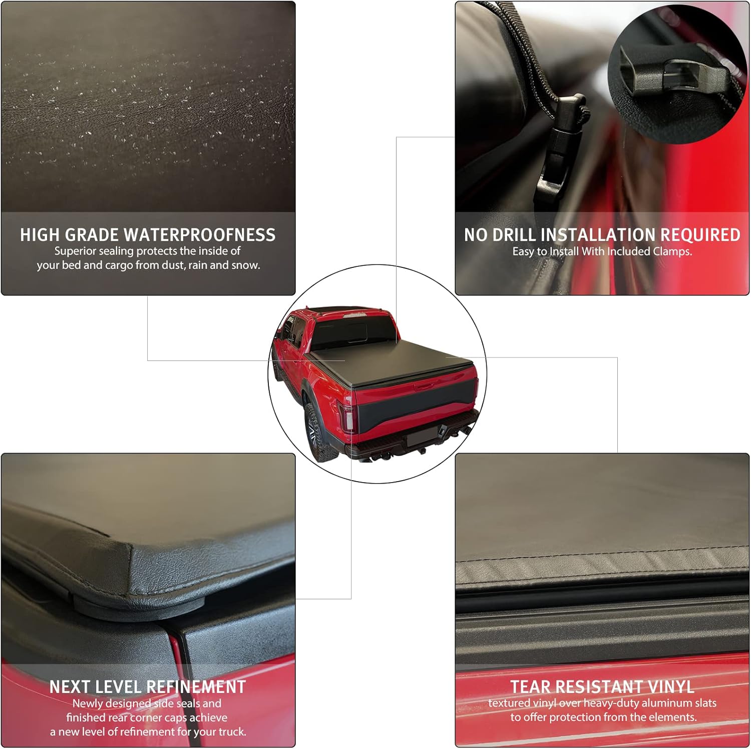 Cubierta enrollable suave para caja de camioneta para Nissan Titan 2017-2024 de 6.7 pies