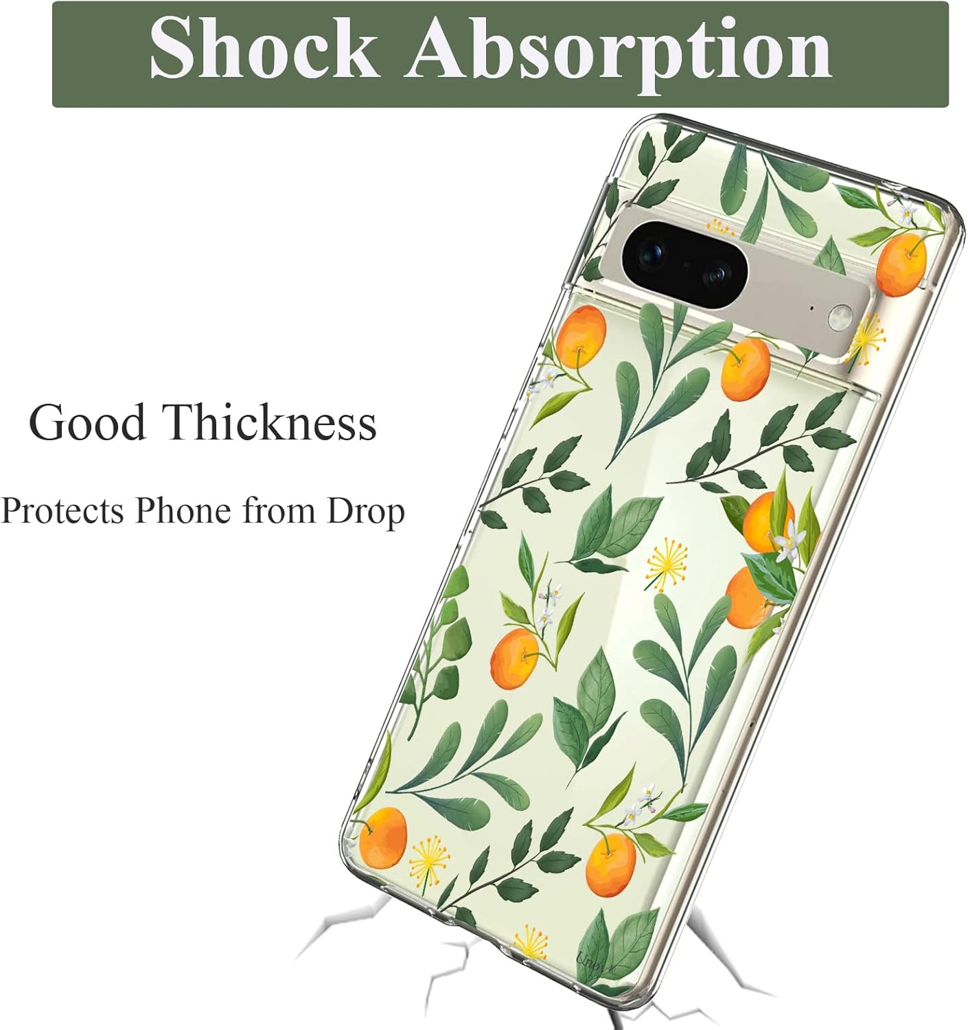 Unov Compatible con Pixel 7 Funda transparente con diseño de TPU suave, absorción de golpes, diseño delgado en relieve, cubierta trasera protectora
