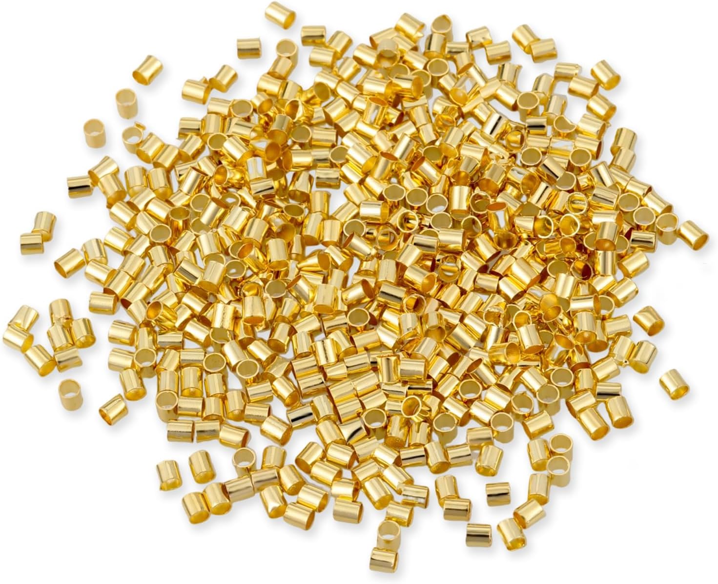 500 cuentas engarzadas para fabricación de joyas, latón chapado en oro de 18 quilates de 0.078 x 0.079 pulgadas, tapones de columna para asegurar