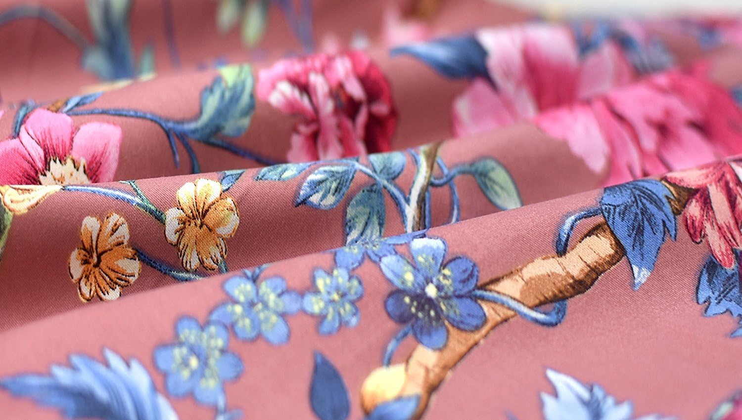 Eikei Juego de funda de edredón de jardín botánico, 100% algodón cepillado lavado, estampado asiático chinoiserie, colorido árbol tropical ramas y