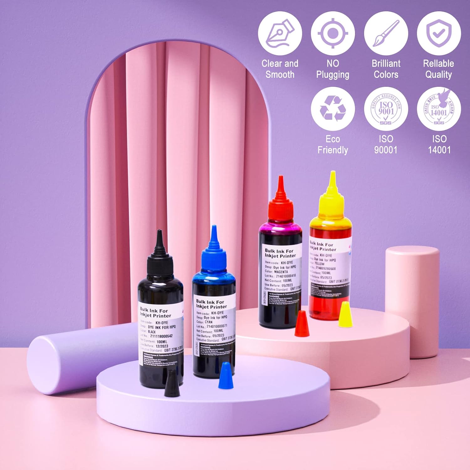 Kit de recarga de 4 x 3.4 fl oz para HP 60 61 62 63 564 920 901 902 932 933 934 940 950 951 952 94 95 96 Cartuchos recargables para impresora de