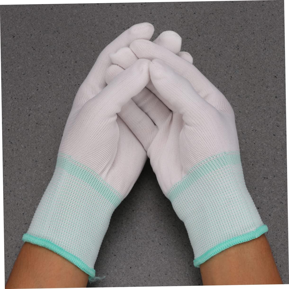 KESYOO 12 pares de guantes resistentes a los cortes, guantes de trabajo de nailon, guantes de trabajo antiestáticos, guantes de seguridad blancos