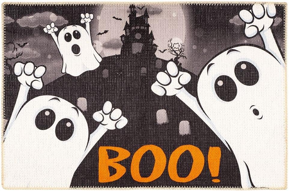 Benissimo Alfombra de Halloween de 24 x 36 pulgadas, 85% algodón, divertida, lavable a máquina, tapete de pasillo para baño, felpudo para decoración