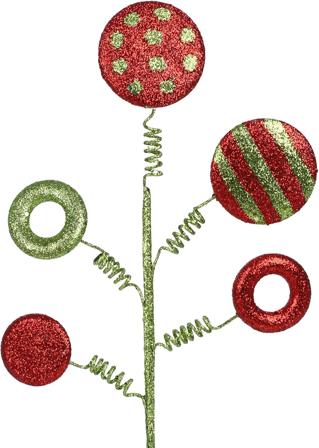 MANMAOHE 6 piezas de palillos y aerosoles de Navidad con purpurina de 16.5 pulgadas, tallos de dulces de Navidad, paletas, adornos para árbol de