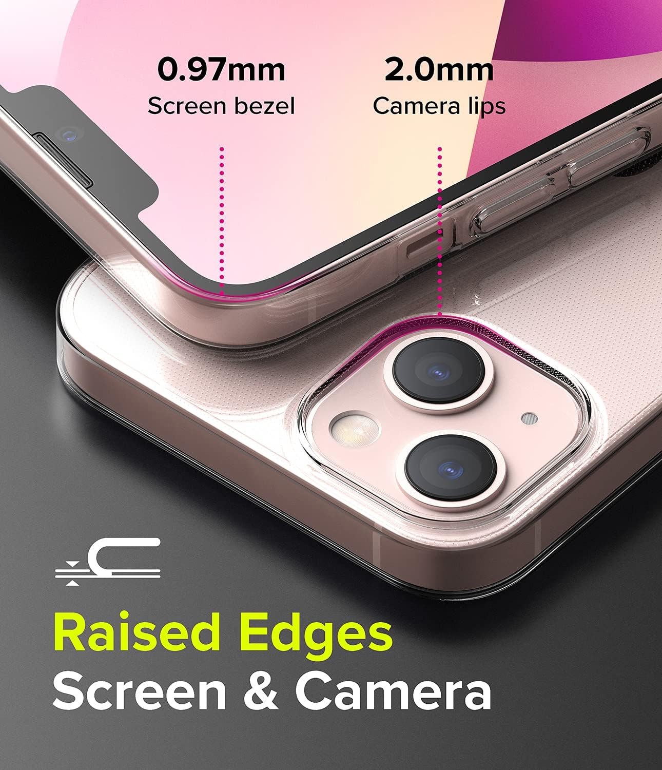 Ringke Compatible con iPhone 13, delgada, transparente, sin amarilleo, bisel elevado de policarbonato duro, revestimiento suave, cubierta para