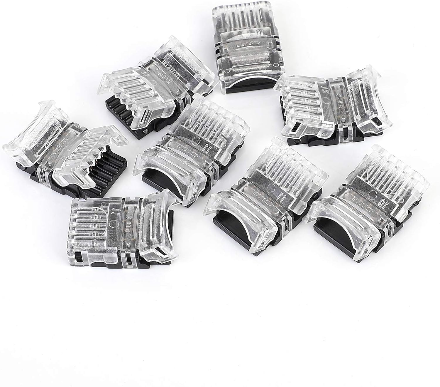 SUPERNIGHT Conectores LED de 5 pines, paquete de 8 para tiras de luces LED impermeables RGBW RGBWW 5050, conexión rápida de tira a cable sin
