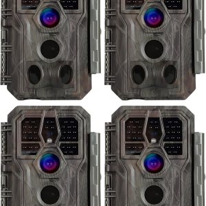 Paquete de 4 cámaras de juego y rastro, 24 MP, foto 1296P, visión nocturna de 100 pies, velocidad de disparo de 0.1S, activada por movimiento, Paquete de 4 cámaras de juego y rastro, 24 MP, foto 1296P, visión nocturna de 100 pies, velocidad de disparo de 0.1S, activada por movimiento,