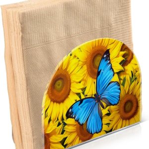 Sunflower Butterfly Acrylic Napkin Holder, Standing U-Shape Napkin Holder Non-Slip Paper Cocktail Napkins Holder for Tables Kitchen Restaurant Home Sunflower Butterfly Acrylic Napkin Holder, Standing U-Shape Napkin Holder Non-Slip Paper Cocktail Napkins Holder for Tables Kitchen Restaurant Home