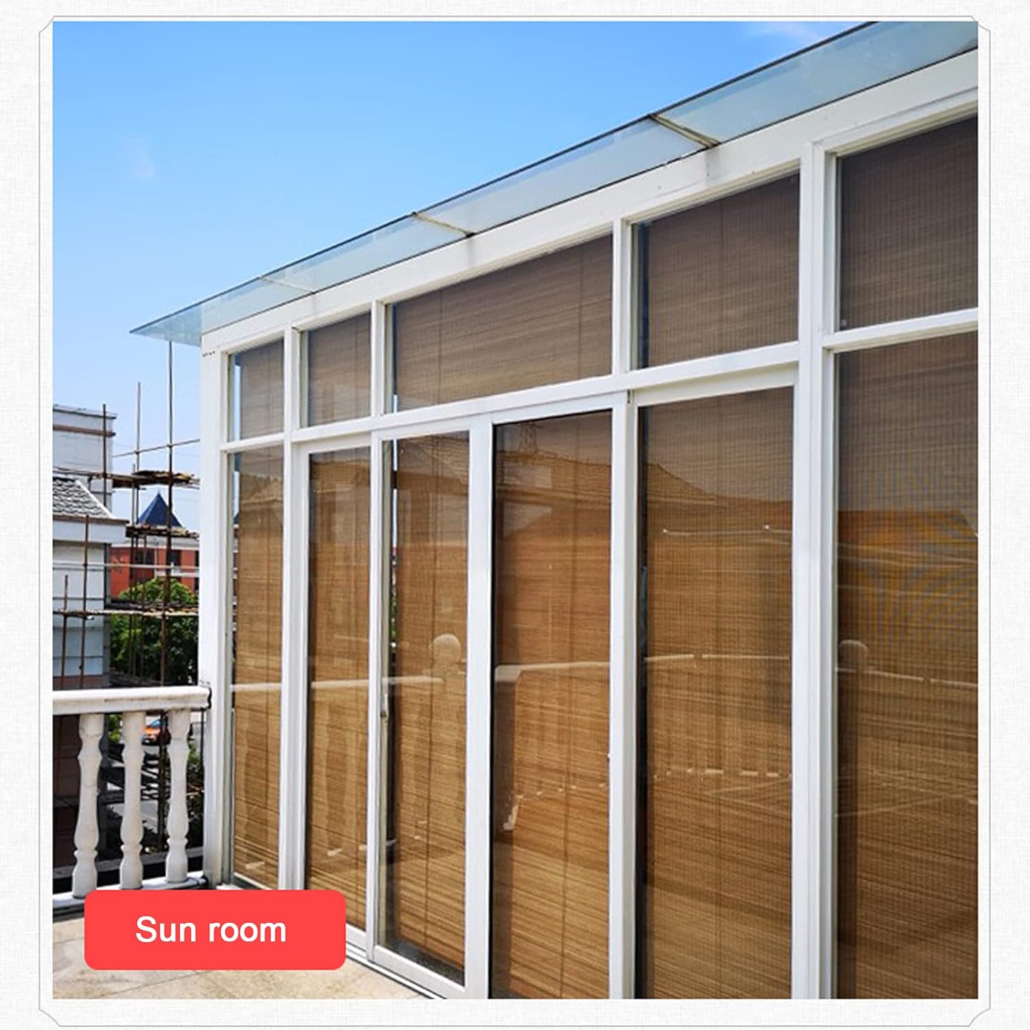 Persianas enrollables de bambú para patio con elevador, ventana enrollable de bambú, para balcón, hotel, tetera, 21.7 x 51.2in