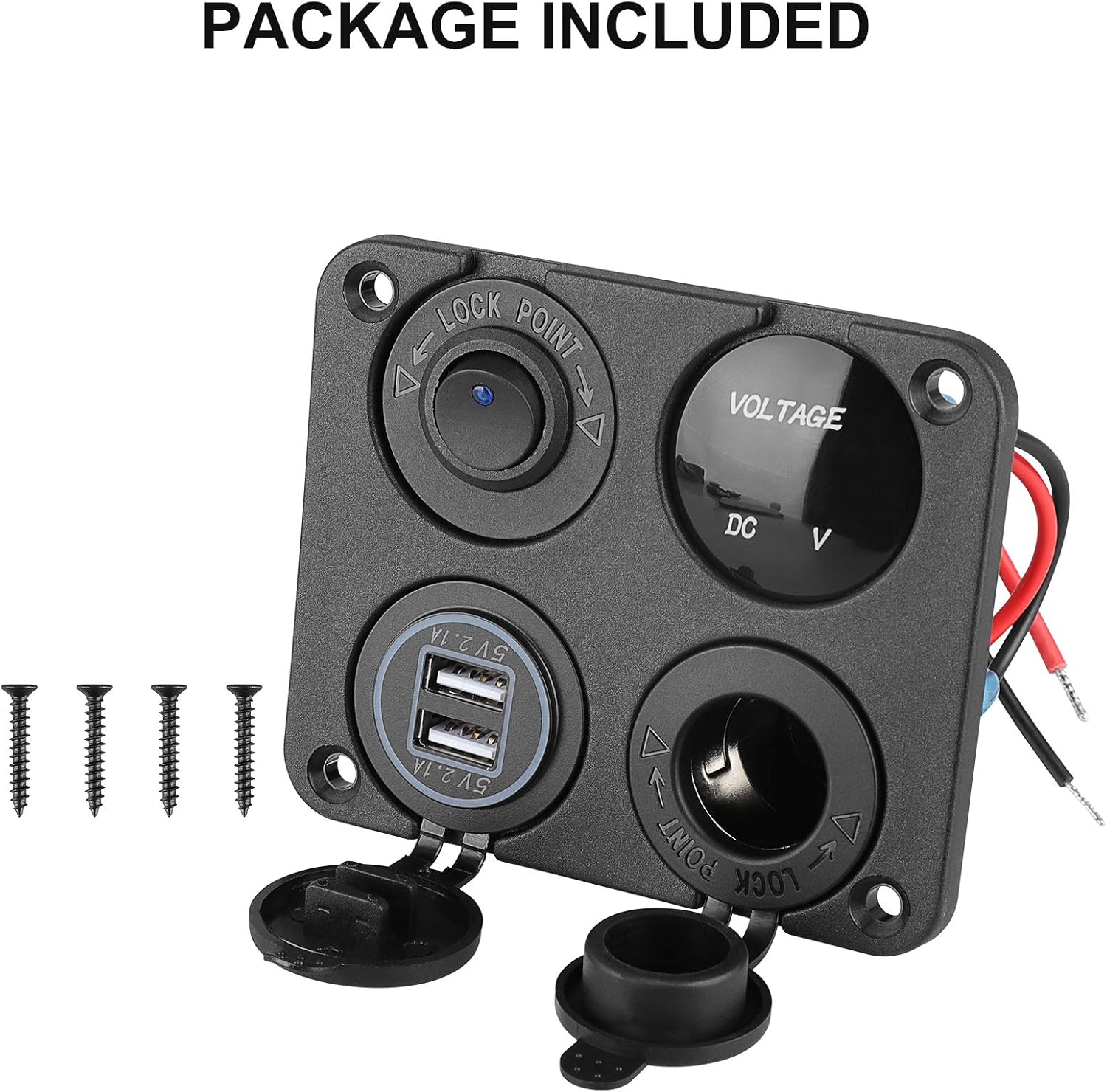 Toma de corriente USB de 12 V, panel de enchufe de cargador de automóvil marino, panel de interruptor basculante de teléfono celular impermeable con