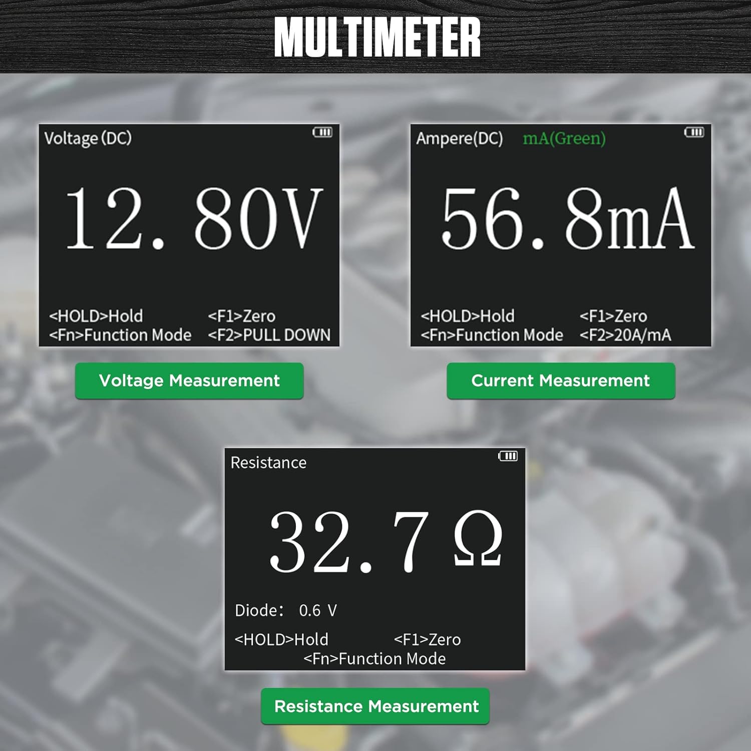AUTOOL Osciloscopio multímetro automotriz, osciloscopio digital y multímetro combinado 1000V 20A, kit de multímetro recargable de mano TRMS, con