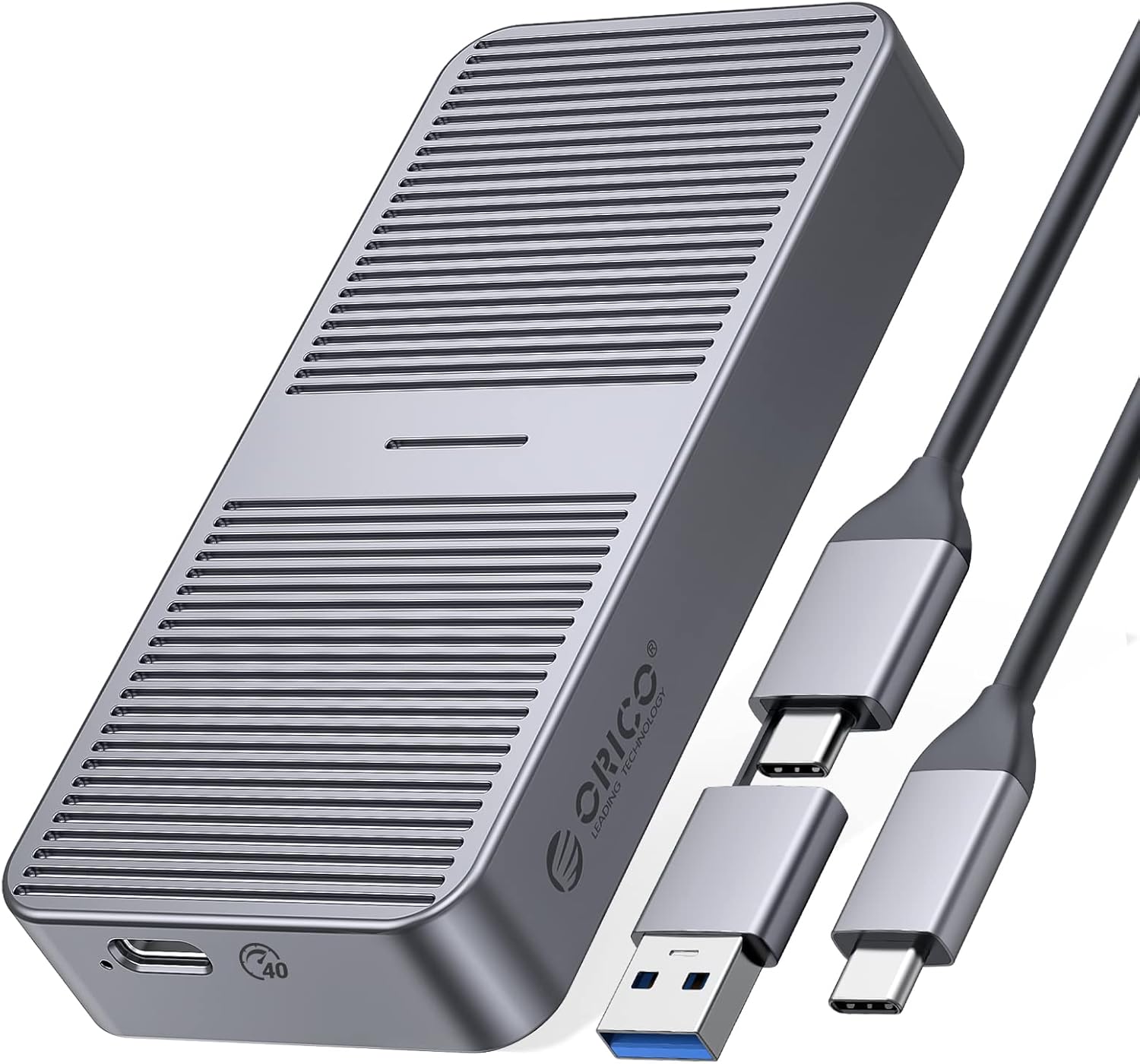 ORICO Carcasa SSD M.2 NVMe mejorada 40Gbps PCIe3.0x4 Adaptador USB C, aluminio NVMe PCIe 2280 M-Key(B+M) Carcasa de unidad de estado sólido externa,