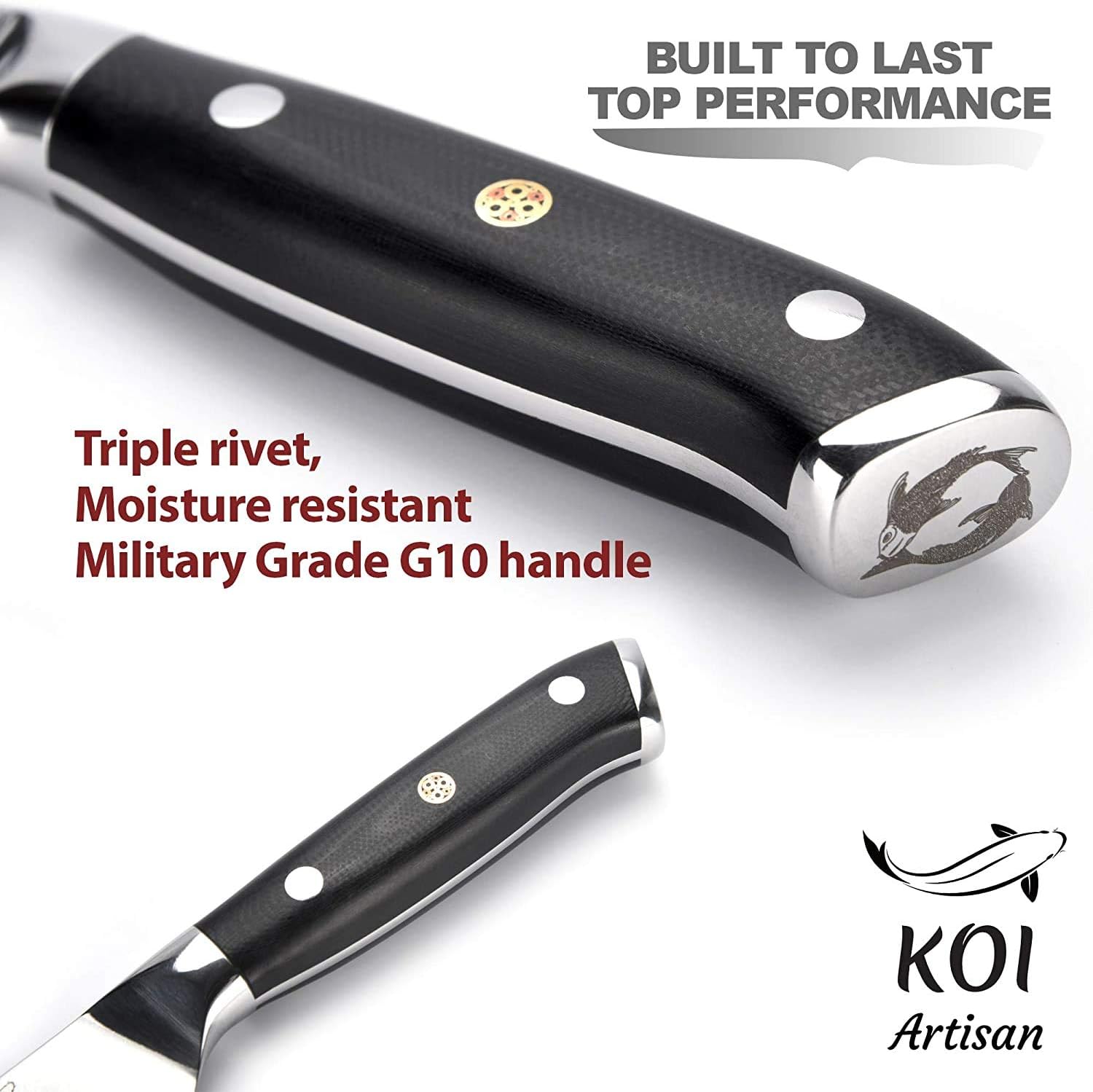 KOI ARTISAN Cuchillo de fileteado para deshuesar, cuchillo de fileteado de hoja de 6 pulgadas, cuchillo de carnicero para deshuesar pescado y carne,