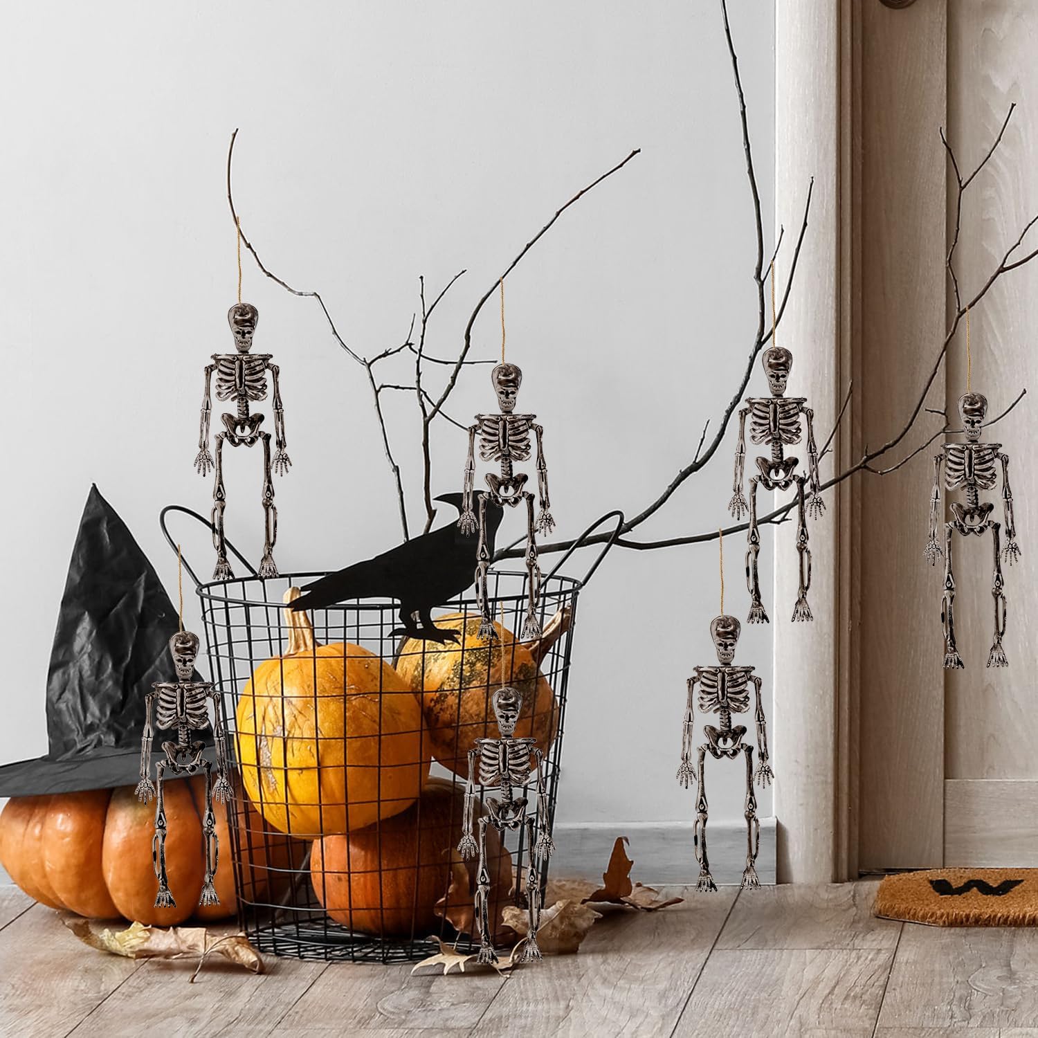 8 mini figuras de esqueleto, decoraciones de esqueleto de Halloween de 6 pulgadas, figuras de esqueleto en miniatura, decoración de Halloween para