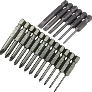 Juego de 18 puntas de destornillador Phillips ranuradas, vástago hexagonal de 14 de pulgada S2 de acero magnético de 2 pulgadas de largo con caja de Juego de 18 puntas de destornillador Phillips ranuradas, vástago hexagonal de 14 de pulgada S2 de acero magnético de 2 pulgadas de largo con caja de